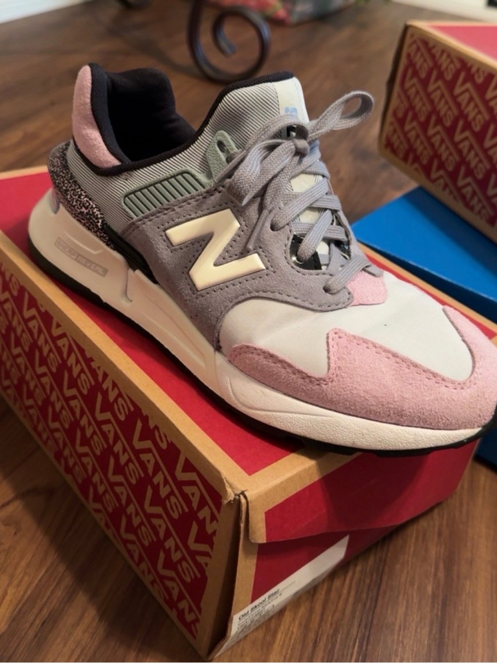 New Balance Women's Gray and Pink Suede Mesh Sneakers